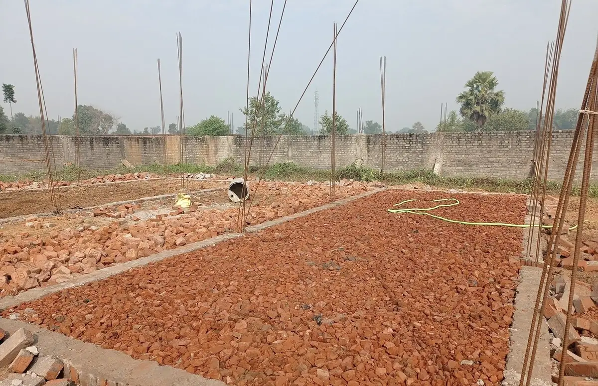 A plot being levelled and laid out for a farm