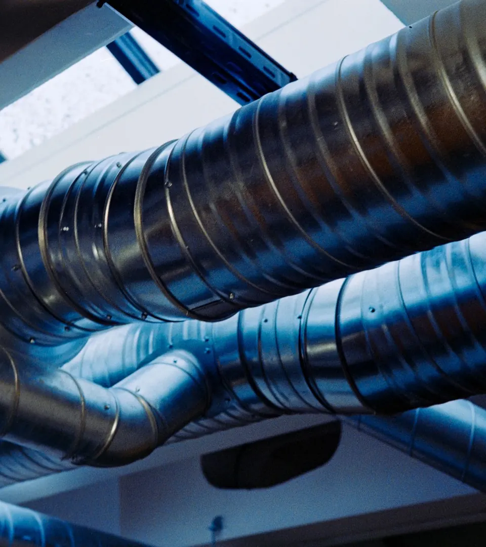 Representative photo of spiral air ducts in a climate-control system
