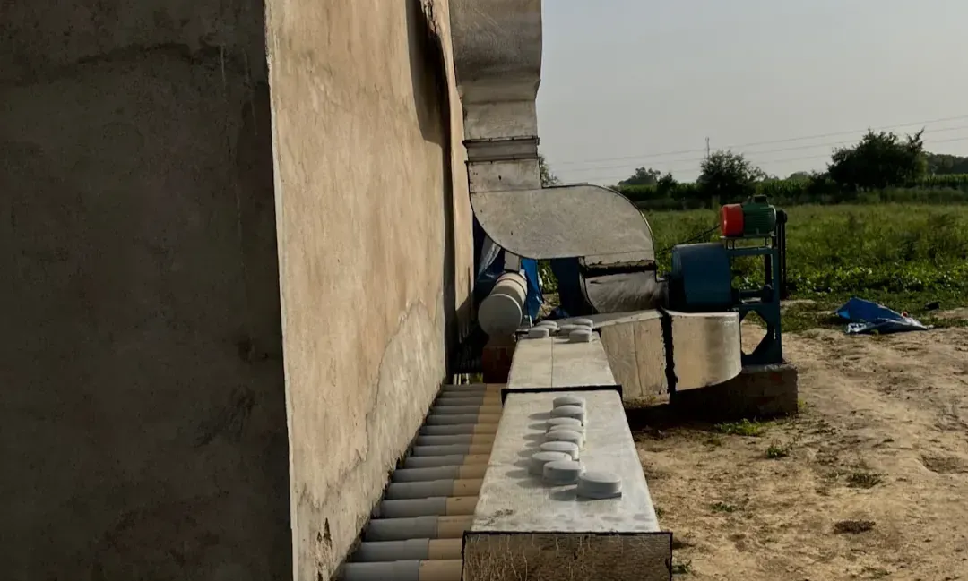 Compost turning equipment at a MushroomWale compost bunker