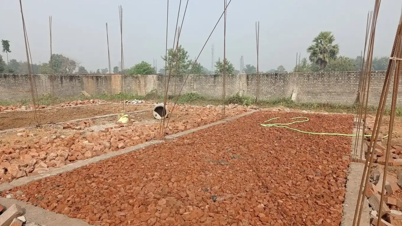 A brick plinth being laid for a MushroomWale grow-room block