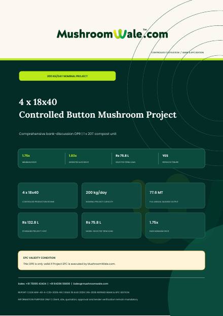 Cover page of 4 × 18×40 ft + 1 × 20T Compost — 200 kg/day detailed project report