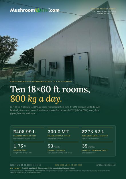 Cover page of 10 × 18×60 ft + 2 × 30T Compost — 800 kg/day detailed project report